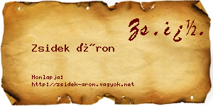 Zsidek Áron névjegykártya